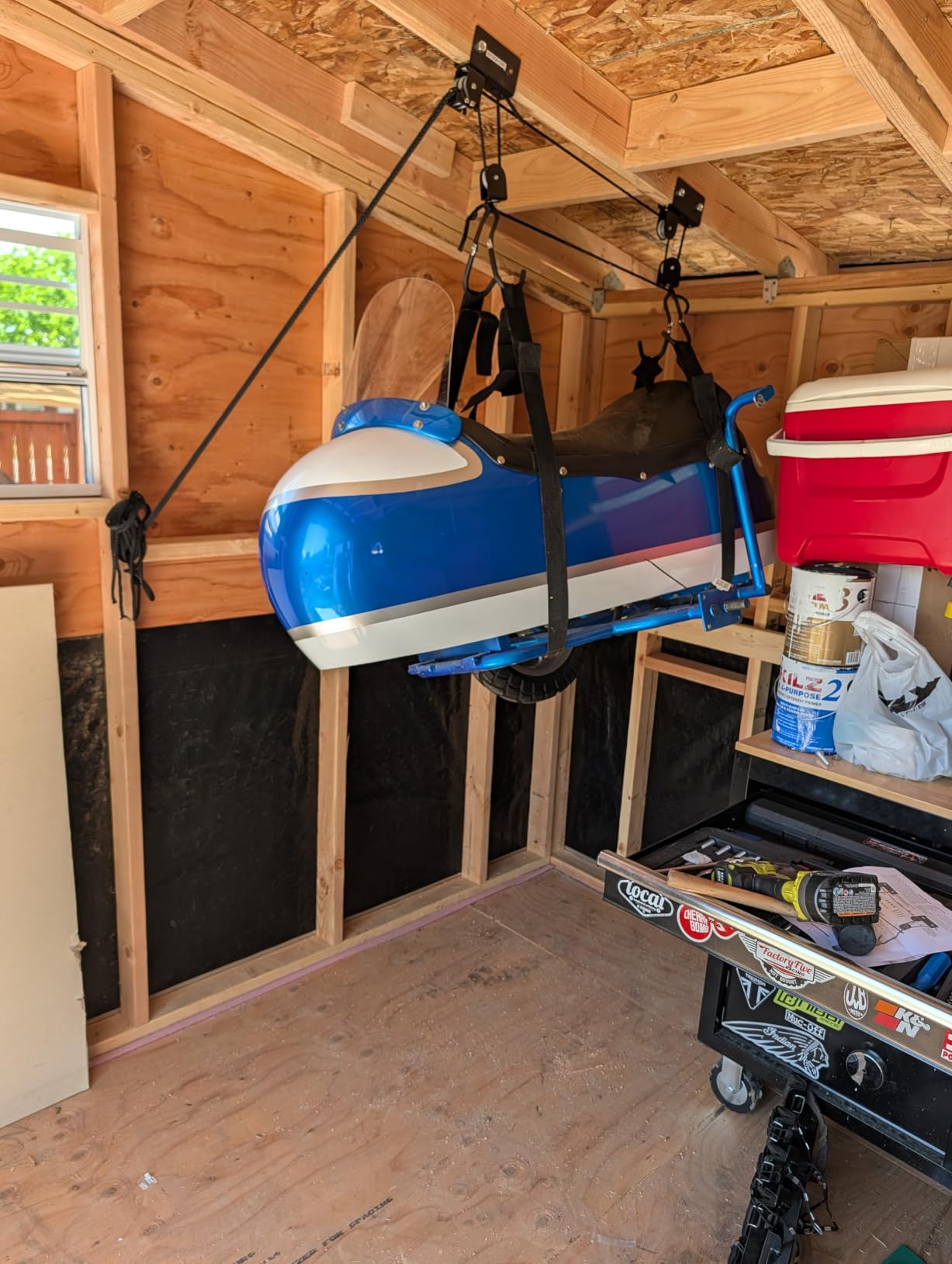 RAD Sportz Kayak Storage Hoist - Overhead Pulley System with 125lb Capacity for Canoes, Bikes, Ladders, and More - for up to 12-Foot Ceilings customer photo 2