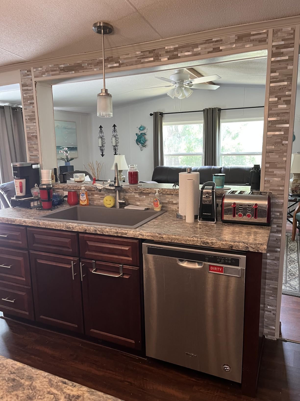AULIGET 20 Sheets Faux Stone Peel and Stick Backsplash, White Marble Look PVC Wall Tiles Stick on Backsplash for Kitchen customer photo 1