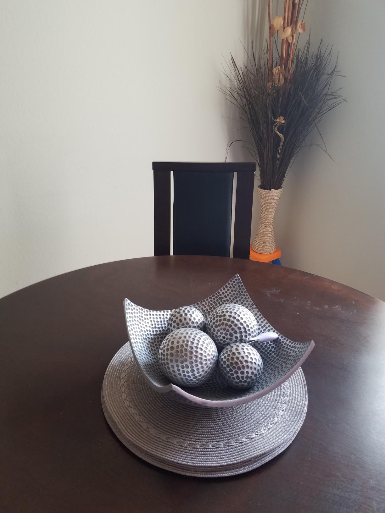 Dining Table Centerpiece Decor, 5pc Decorative Scoop Bowl, White | Coffee & Kitchen Table Centerpiece, Decorative Balls Included, Modern Farmhouse Room Decor, Office, 14in, Set of 5 customer photo 1