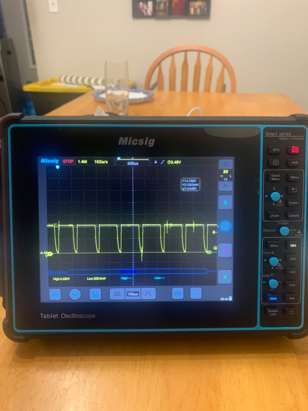 Micsig Oscilloscope SATO1004, Portable Handheld Automotive Oscilloscope | 4 Channels 100MHz Bandwidth 1GSa/s Sampling Rate, 8