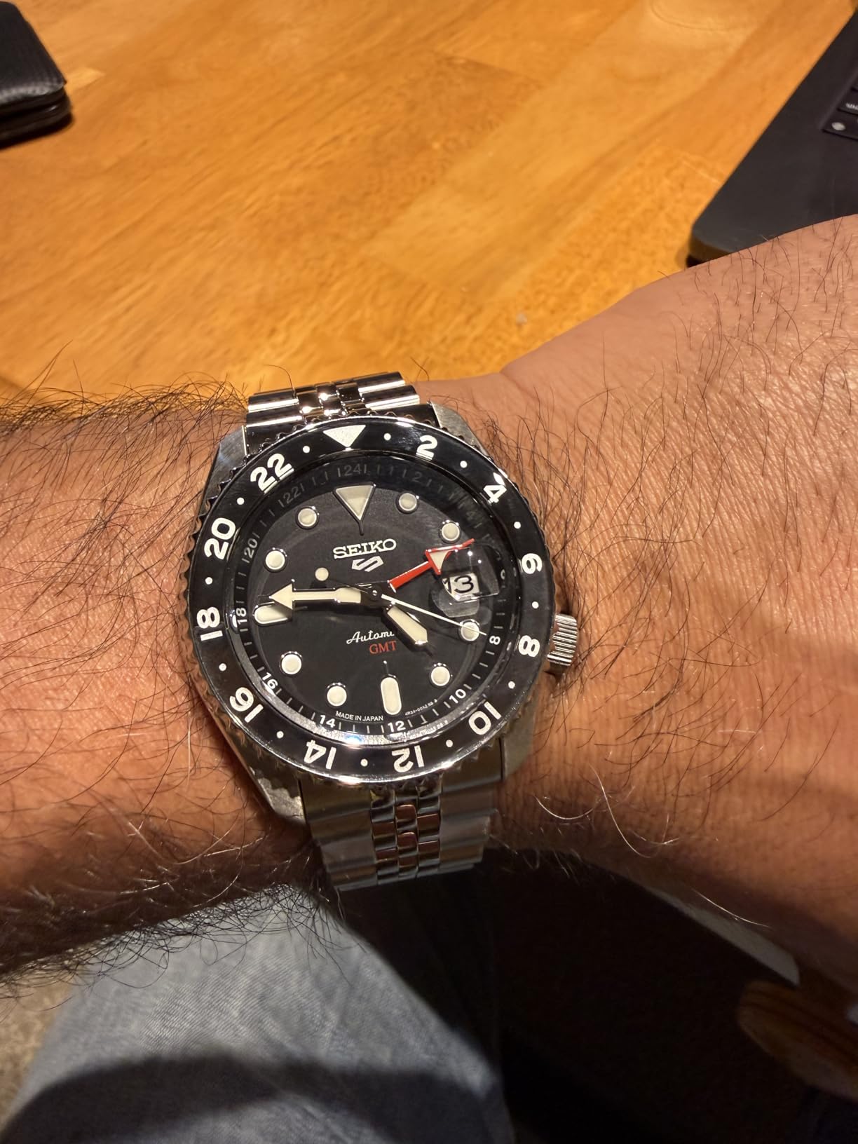 SEIKO SSK001 Automatic Watch for Men - 5 Sports - Black Dial with Date Calendar and Luminous Hands & Markers and Black & Gray GMT Bezel, 100m Water-Resistant customer photo 2