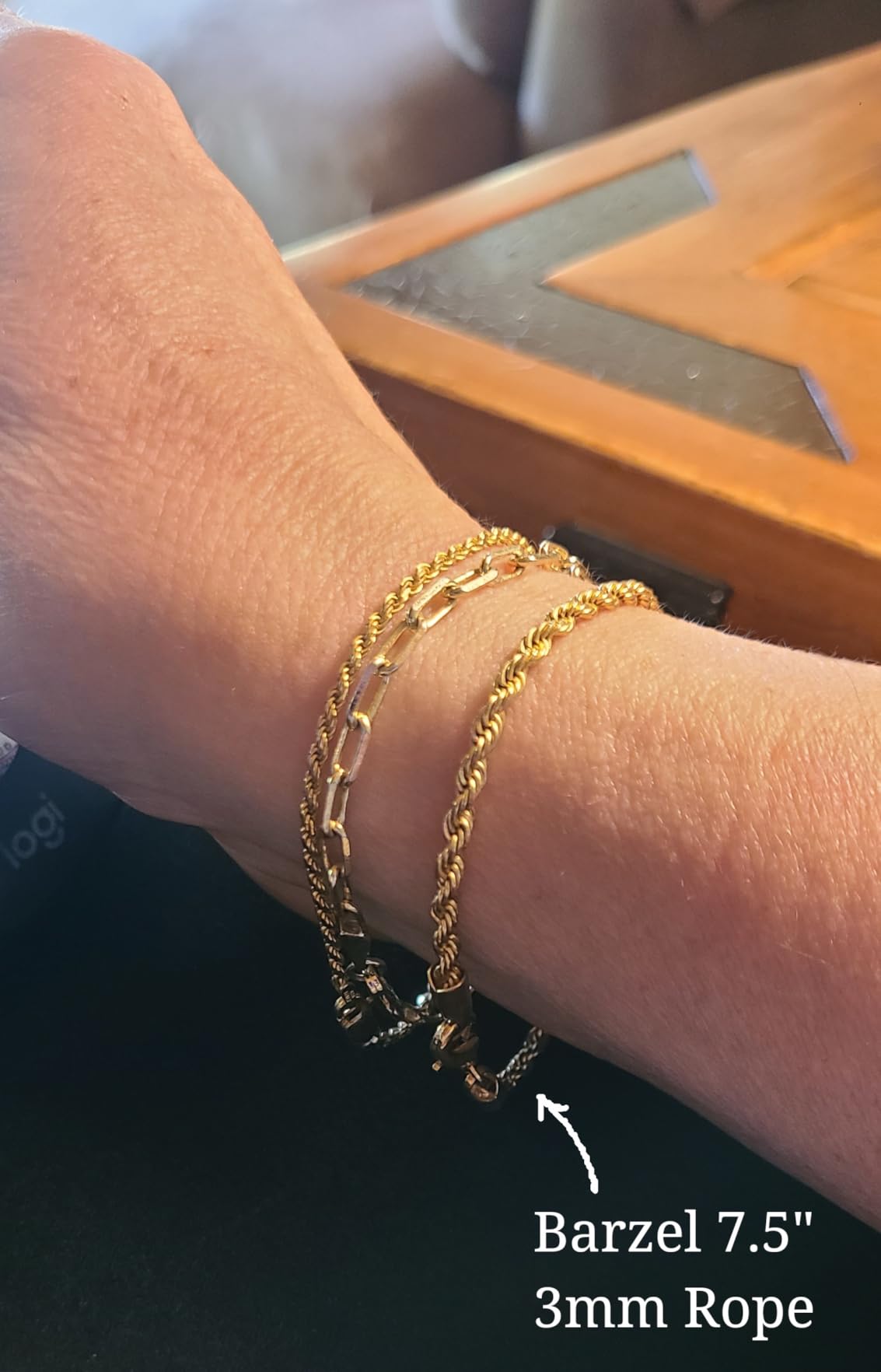 Barzel 18K Gold Plated Rope Chain Bracelet - Made In Brazil customer photo 1