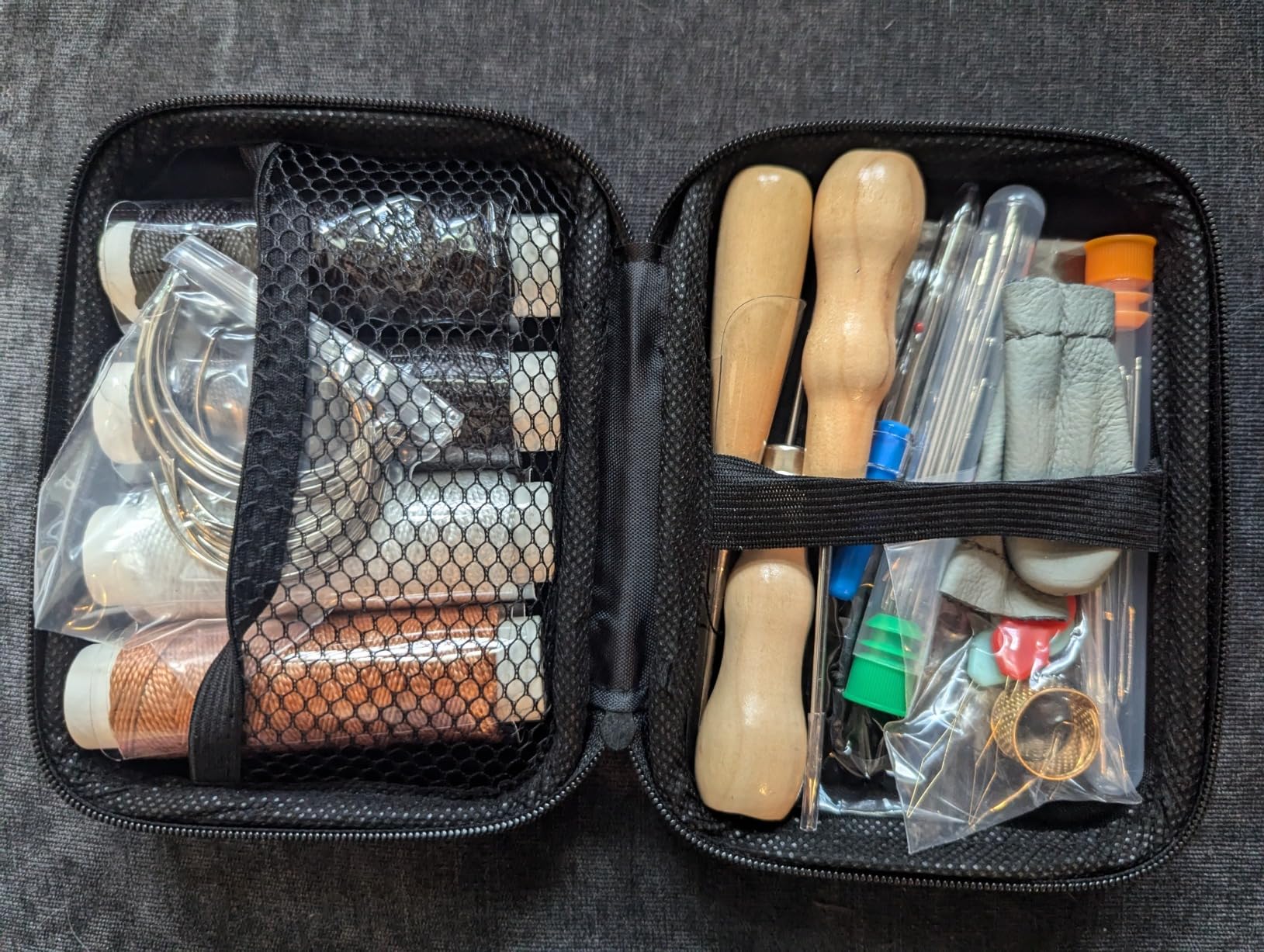 Yizzvb 46 Pcs Leather Stitching Sewing Kit, Leather Sewing Tools Kit | Leather Sewing Kit with 4mm Lacing Stitching Chisel Waxed Thread Large Eye Needles for Leather Craft Projects DIY Sewing Work customer photo 2