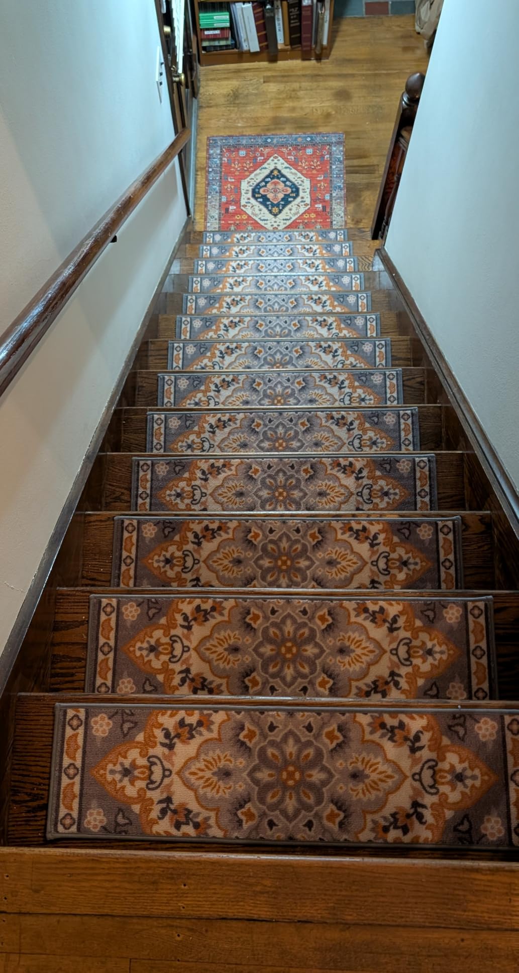 OJIA Non-Slip Carpet Stair Treads for Wooden Steps Set of 15, 30''X8'' Indoor Runner Resistant Rugs Rubber Safety Mats for Dogs, Kids & Elders, Stairway Grip customer photo 2