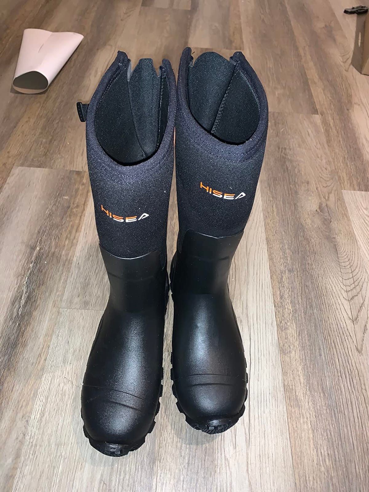 HISEA Men's Rain Boots with Steel Shank Rubber Work Boots Adjustable Calf customer photo 2