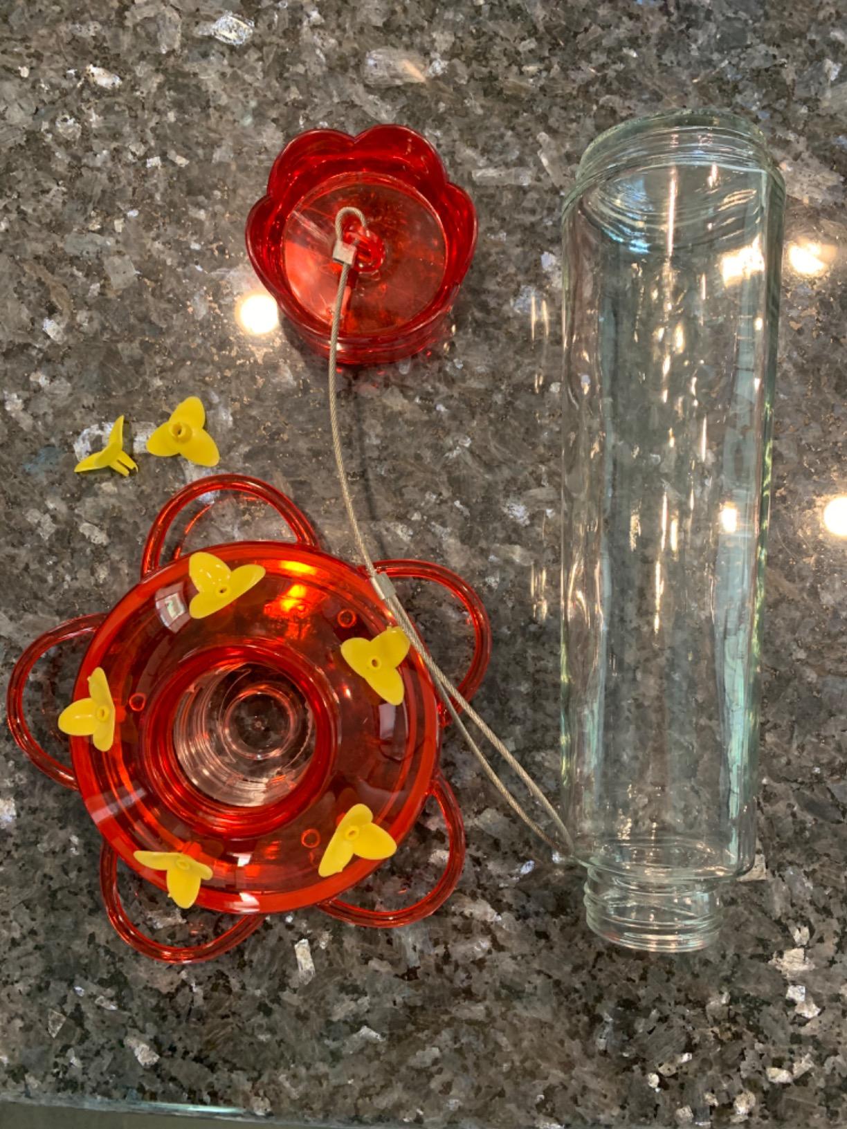 MEKKAPRO Glass Hummingbird Feeder 2-Pack 10oz Top Fill 5 Feeding Ports | Designed As A Top Fill Hummingbird Feeder, This Hanging Backyard Feeder Set Offers 5 Nectar Feeding Stations For Outdoor Use customer photo 2