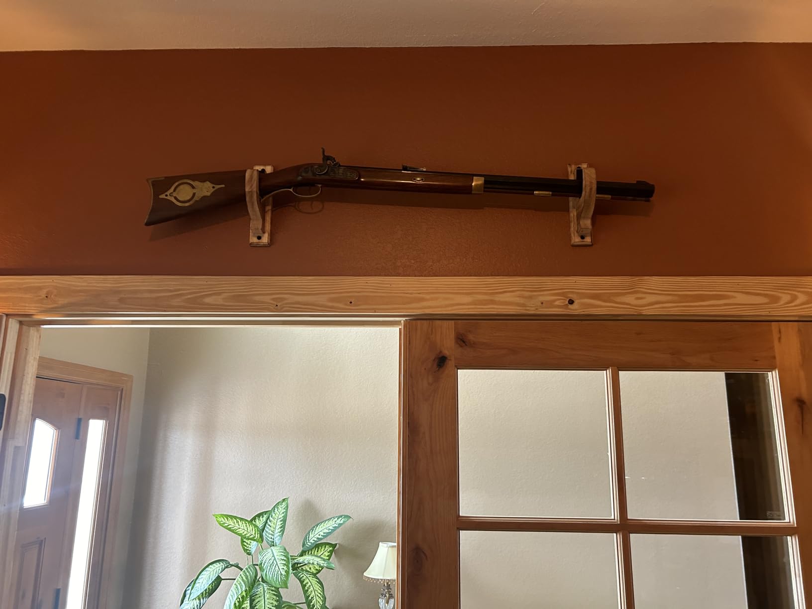 DGWJSU Gun Rack for Wall, Real Wood Shotgun & Rifle Wall Mount | Gun Rack Wall Mount, Holder Display for Sword Bow Firearm, Vintage Gun Holder Hangers customer photo 1