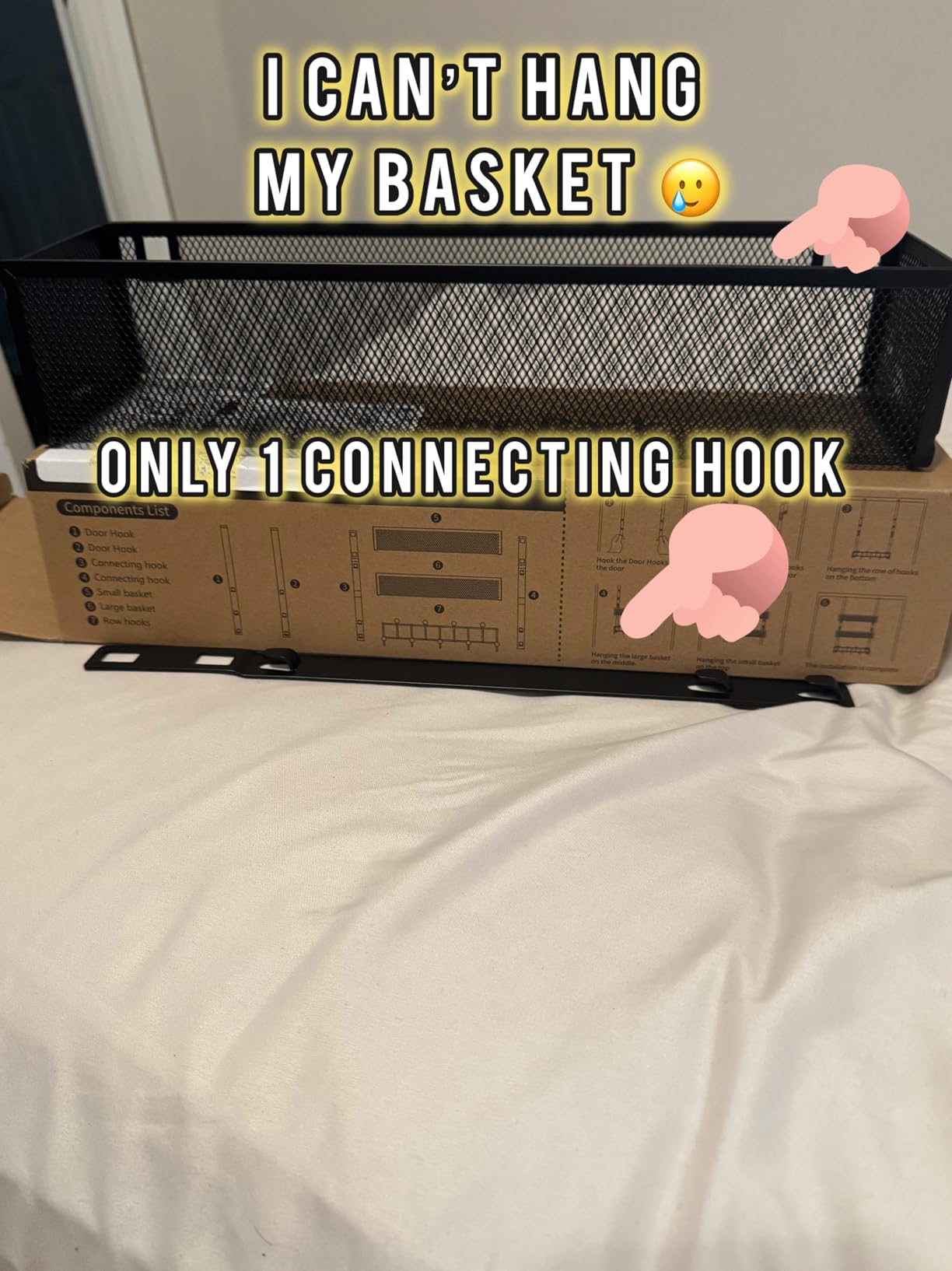 Consumest Over The Door Hooks Organizer - 3 Tier Door Hanger with 9 Coat Hooks & 2 Mesh Basket, Back Storage Organizer Hanging Towels for Bathroom, Bedroom, Black customer photo 1