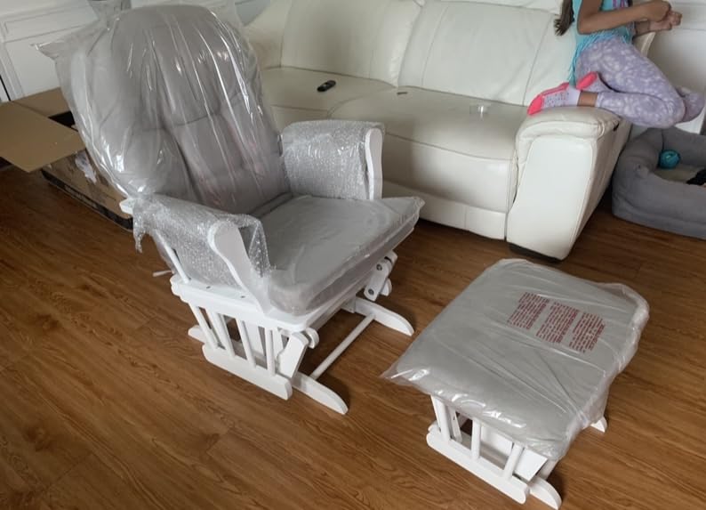Grayson Glider and Ottoman, White w/Gray Cushion customer photo 2