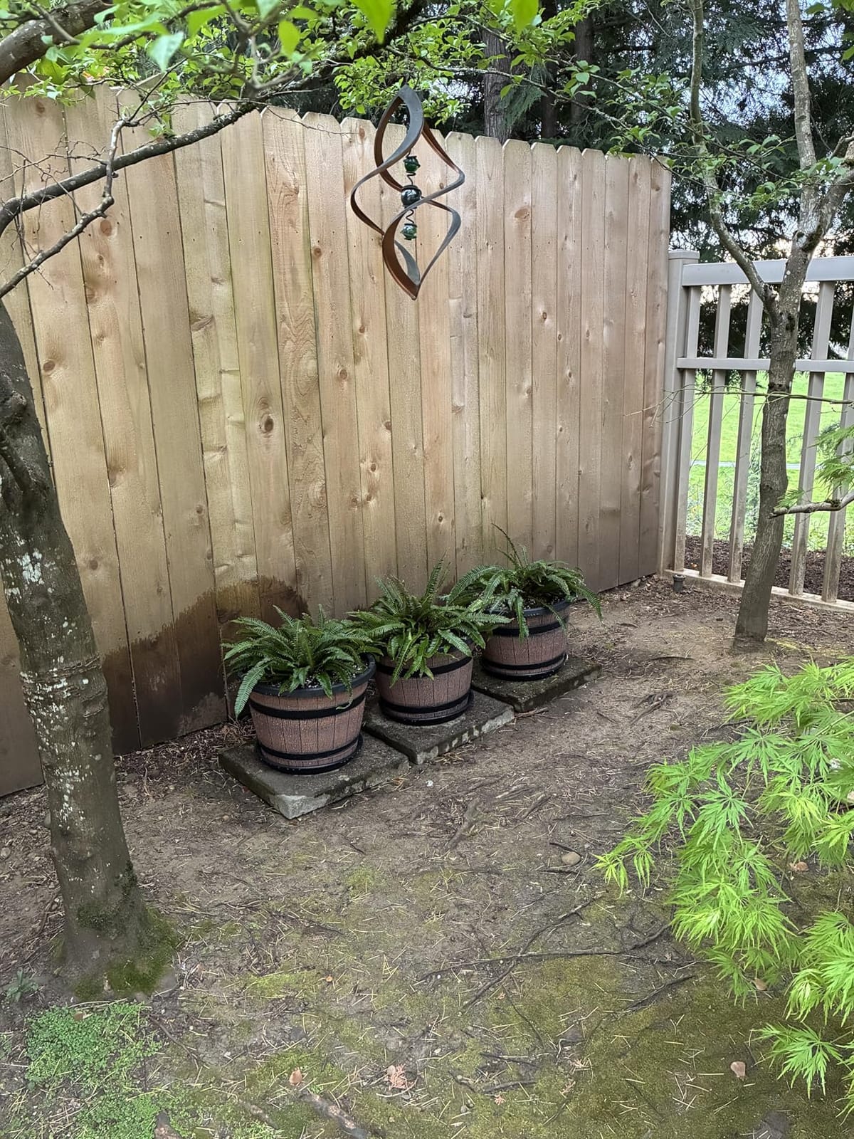 Quarut Plant Pots Set of 4 Pack 12 inch, Large Whiskey Barrel Planters with Drainage Holes & Saucer. Plastic Flower Pots Imitation Wine Barrel Design, for Indoor & Outdoor Garden Home Plants (Brown) customer photo 1