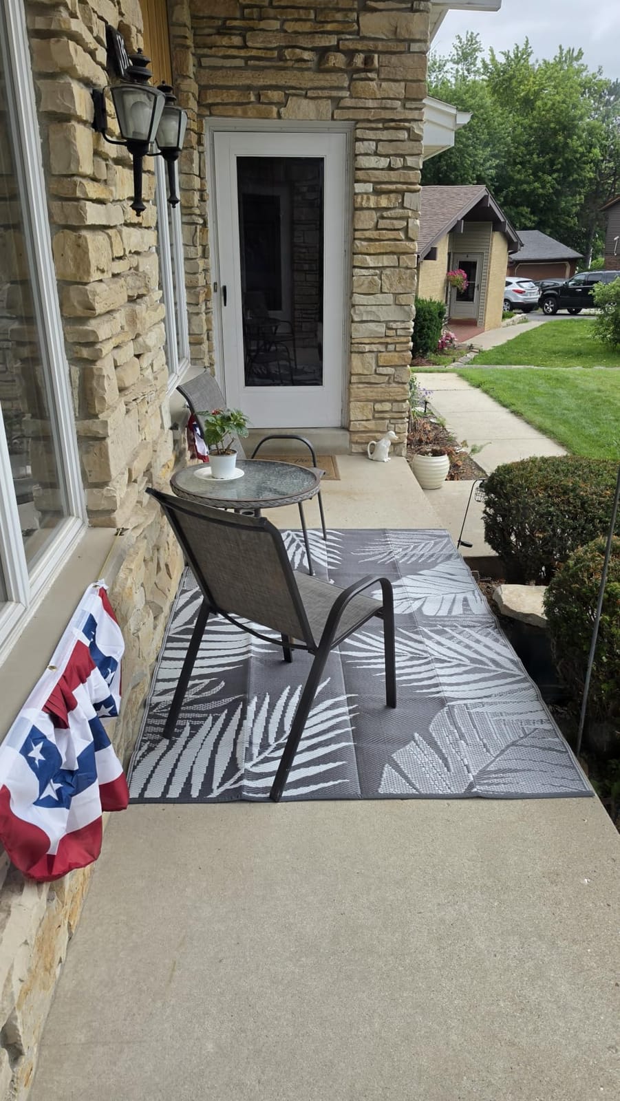 GENIMO Outdoor Rug 5' x 8' Waterproof for Patios Clearance, Reversible Plastic Straw Camping Carpet, Large Area Rugs Mats for RV, Picnic, Backyard, Deck, Balcony, Porch, Beach, Grey&White customer photo 2