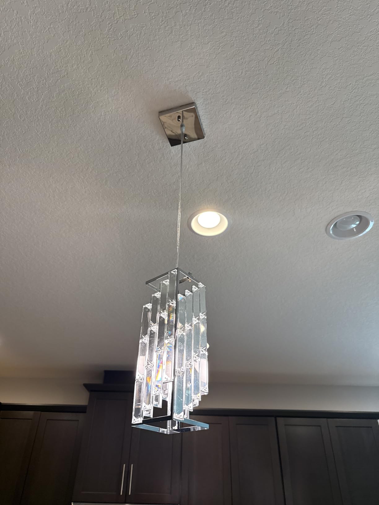 Black Pendant Lighting Modern Pendant Light, Mini Crystal Chandeliers,Adjustable Pendant Light Fixture for Kitchen Island Dinning Room Bedroom (2 Pack) customer photo 2