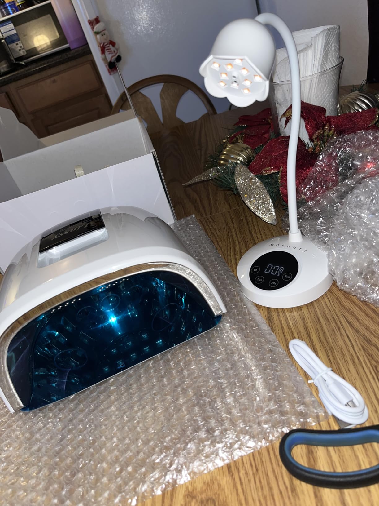90W Professional Wireless Cordless Rechargeable UV LED Nail Lamp | Nail Lamp Gel Nail Curing Dryer Light for Nails with 45 Beads,4 Timer Setting LCD Display Nail Polish Machine (White) customer photo 1