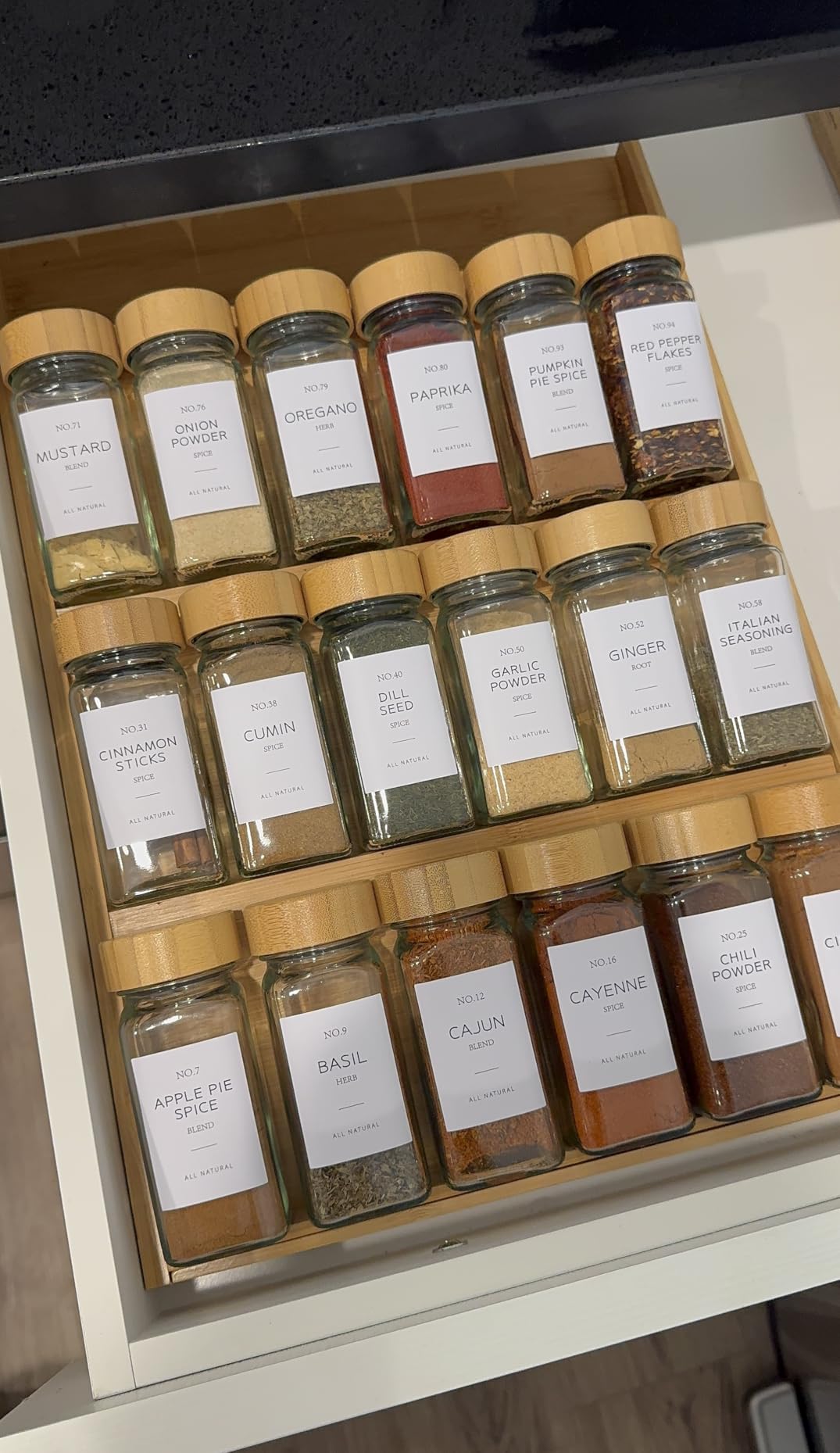 SpaceAid Bamboo Spice Drawer Organizer, Expandable 4 Tier Spices Rack for Cabinet customer photo 1