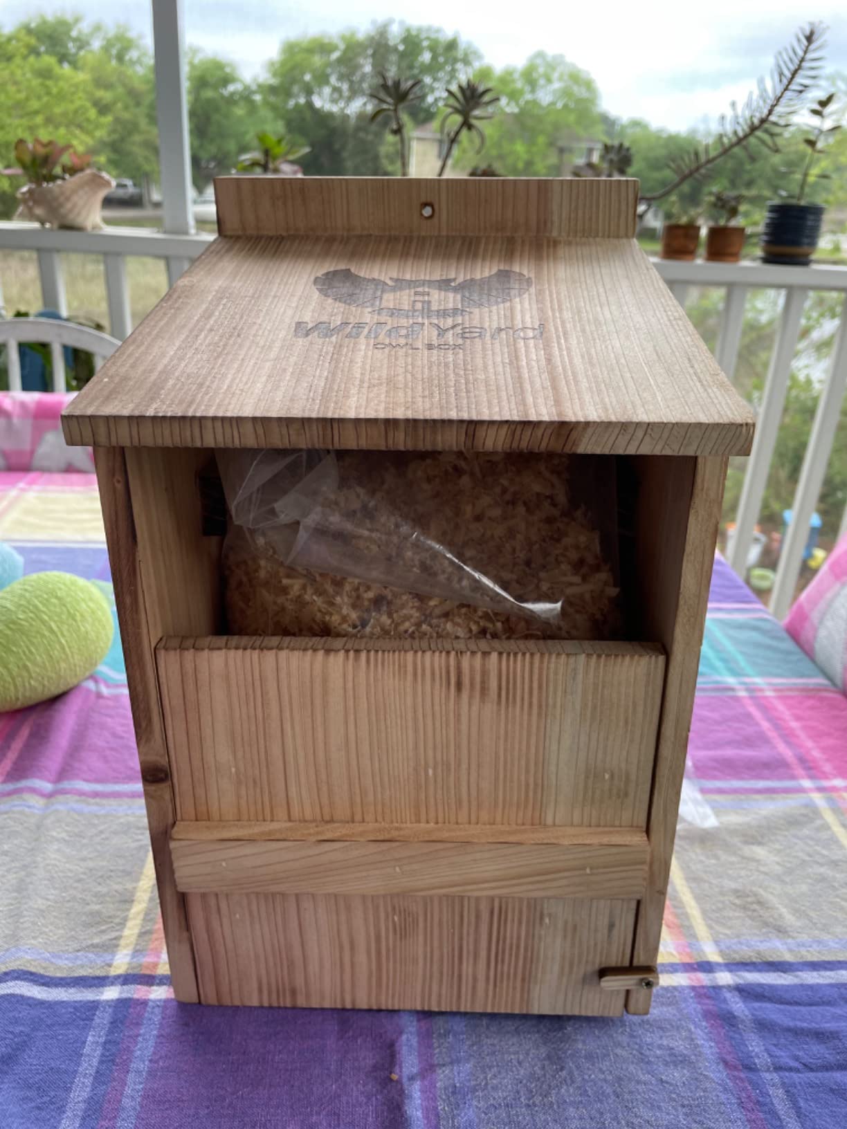 Barn Owl Nesting Box - Large, Cedar, Preassembled, Easy-Hang | Traditional Cedar Wood Owl Box with front-access door for easy cleaning, attracts screech owls and backyard birds. customer photo 1