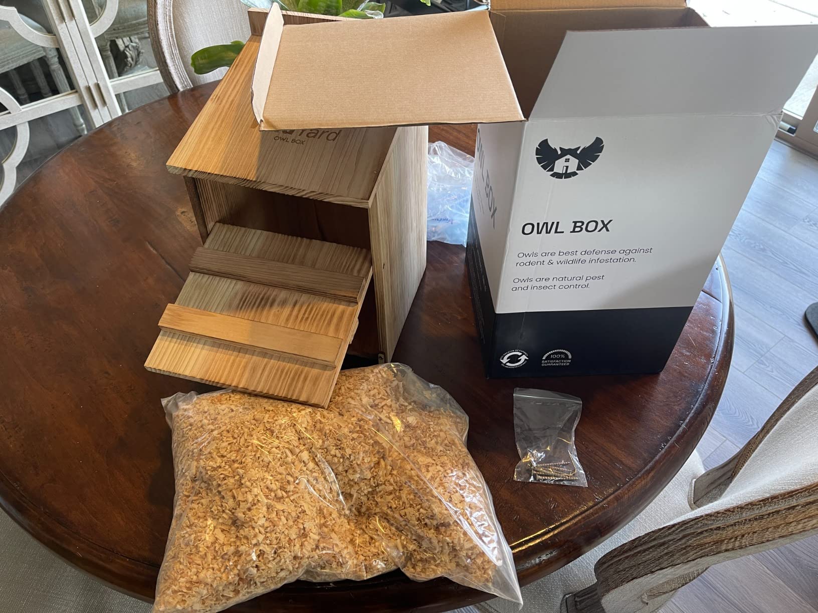 Barn Owl Nesting Box - Large, Cedar, Preassembled, Easy-Hang | Traditional Cedar Wood Owl Box with front-access door for easy cleaning, attracts screech owls and backyard birds. customer photo 2