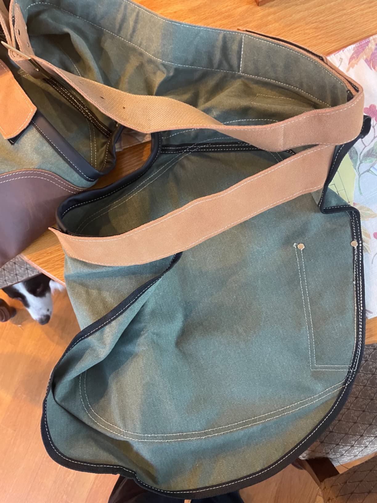 Antidious Professional Farrier Chaps Leather Farrier Apron with Adjustable Belt and Knees Straps Hoof Trimming, 2 Pockets and Extra Hook for Storage, Suitable for 28''~55'' Waistline customer photo 2