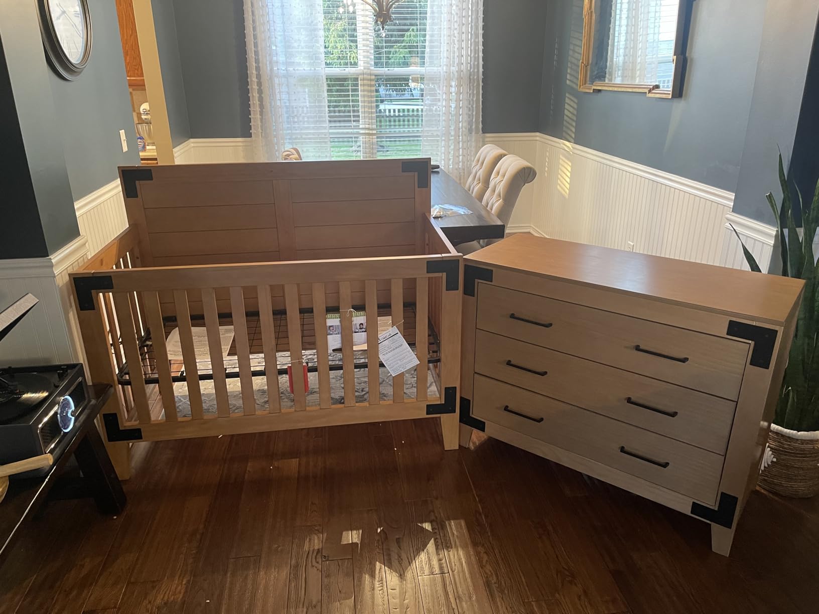 Child Craft Lucas Design 4-in-1 Convertible Baby Crib Nursery Furniture Set, Baby Bed and 3 Drawer Dresser, for Babies, Toddlers and Kids Bedroom (2 Piece - Nutmeg) customer photo 2