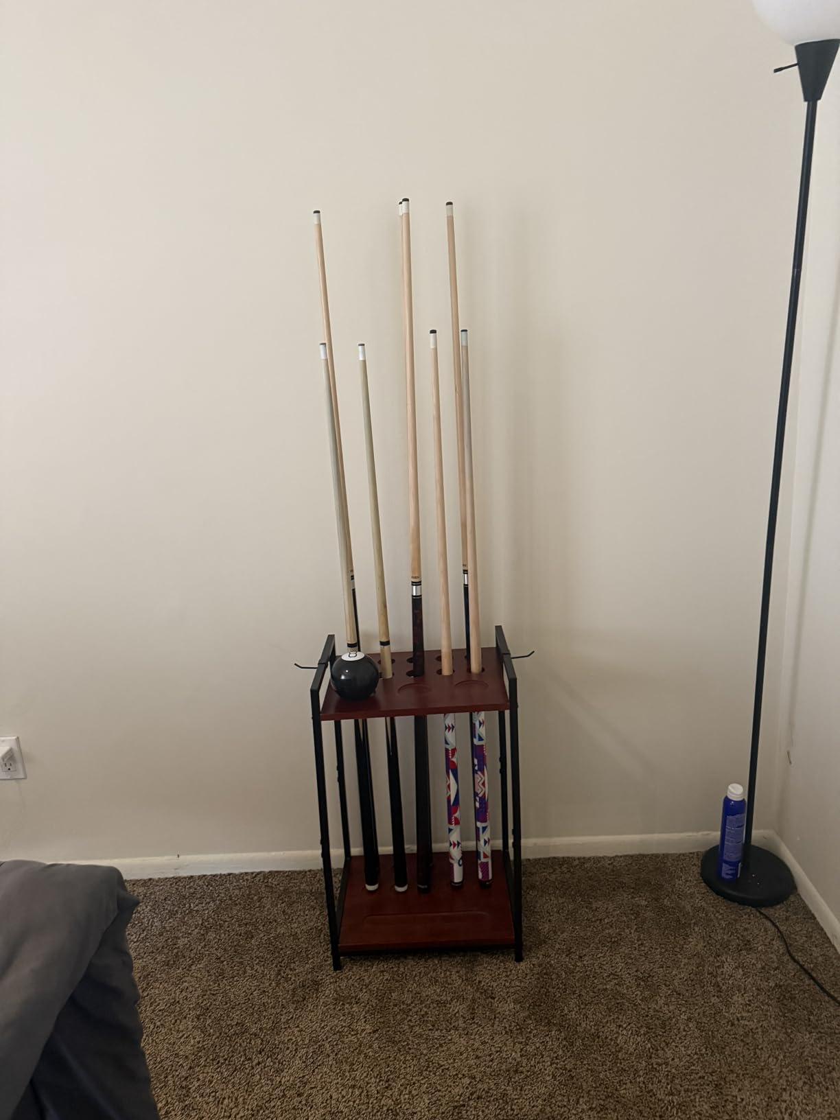 Pool Stick Holder, 10-Hole Wooden Freestanding Billiard Cue Racks Natural | Cue Stick Holder for Game Room Billiard Room Decor Club Pool Table Accessories, Pool Cue Stand Store Balls, Cups, Triangles customer photo 2