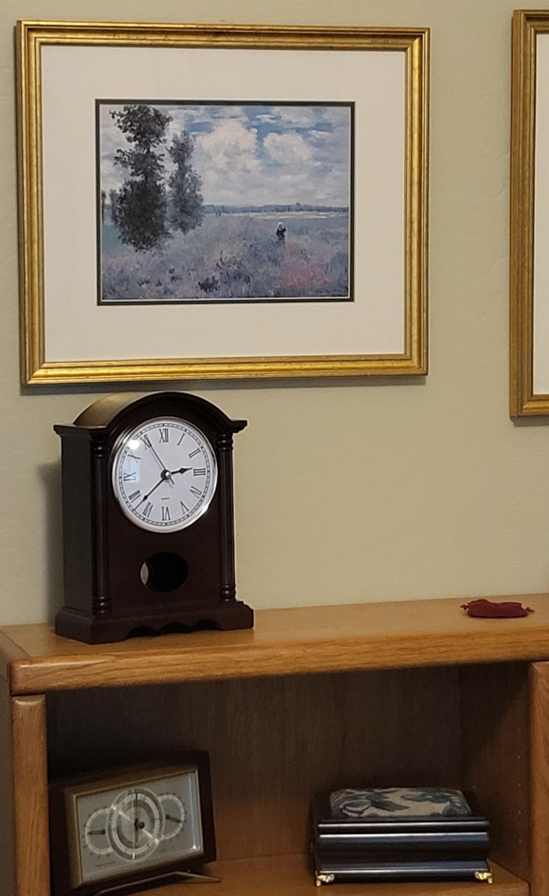 AYRELY Classic Grandfather Mantel Clock for Living Room Deco, Elegant Wooden Finish, Gold-Tone Pendulum, Desk Clock for Living Room, Bedroom, Farmhouse Decor customer photo 1