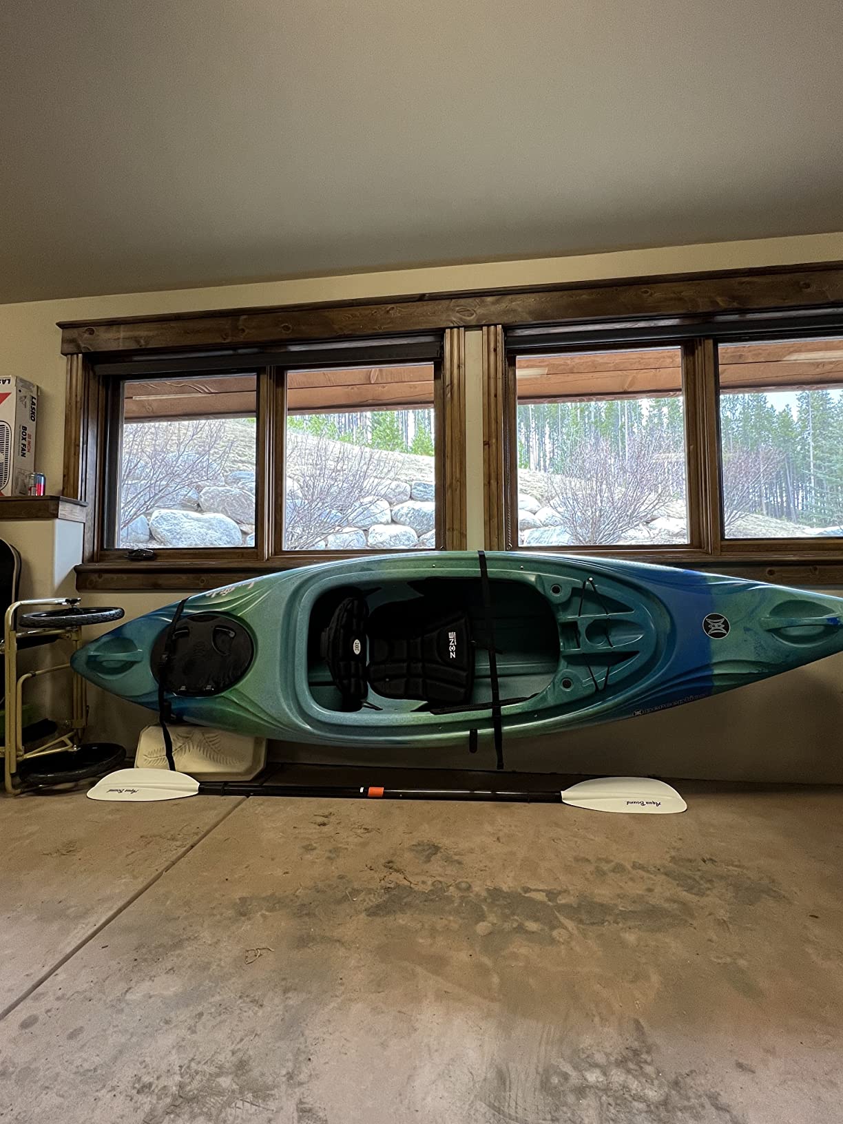 StoreYourBoard Roanoke Kayak Storage Rack, Holds 100 lbs, Kayak Wall Mount Hooks, Kayak Rack for Garage, Space Efficient Indoor Kayak Holder, Solid Steel, Protective Padding customer photo 1