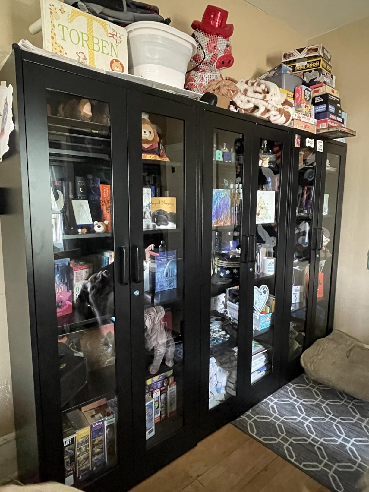 PEUKC Display Cabinet with Glass Doors, 71 Inches Metal Display Case with 4 Adjustable Shelves, Curio Storage Cabinet with Lock for Home, Office, Book, Pantry, Assemble Required (White) customer photo 2