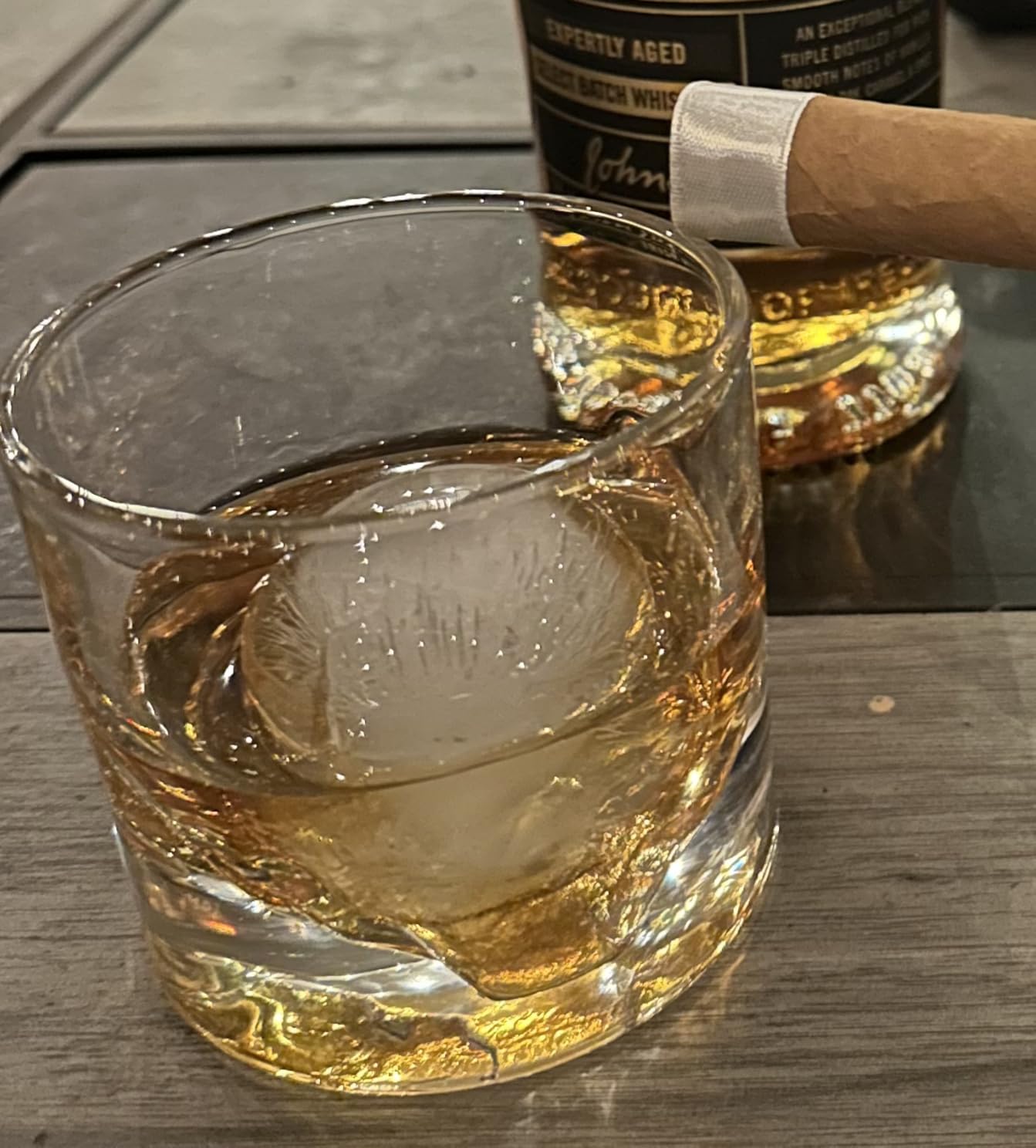 LIITON Grand Canyon Heavy Crystal Whiskey Glasses Gift Set of 2, Thick Freezable Bourbon Glass 1lb Each, Premium Whiskey Gifts for Men, Frozen Crystal Chills Cocktails Collins Glass, 10 oz customer photo 2