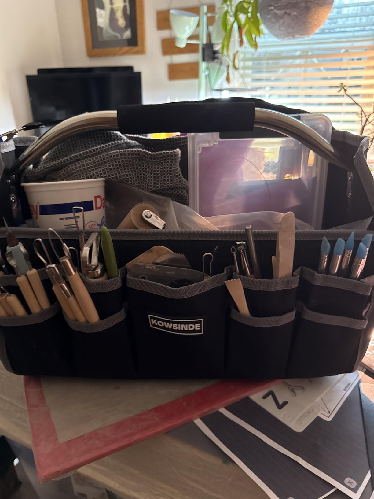 Kowsinde 16 Inch Tool Bag, Electrician Tool Bag, Open Top Tool Bags, 26 Pockets Can Hold Many Tools, Steel Handle and Removable Shoulder Strap customer photo 2