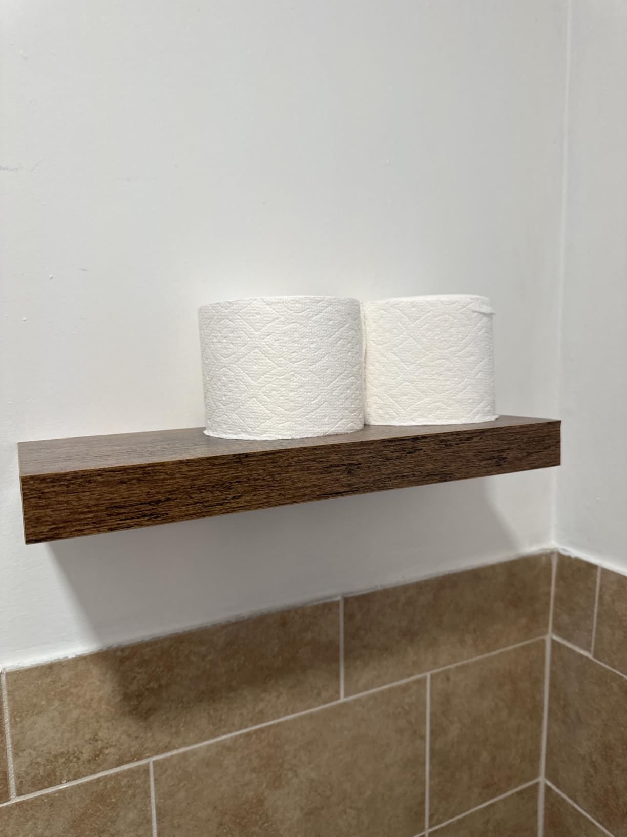 QEEIG Bathroom Shelves Over Toilet Wall Mounted (Brown, Set of 3, 15.7