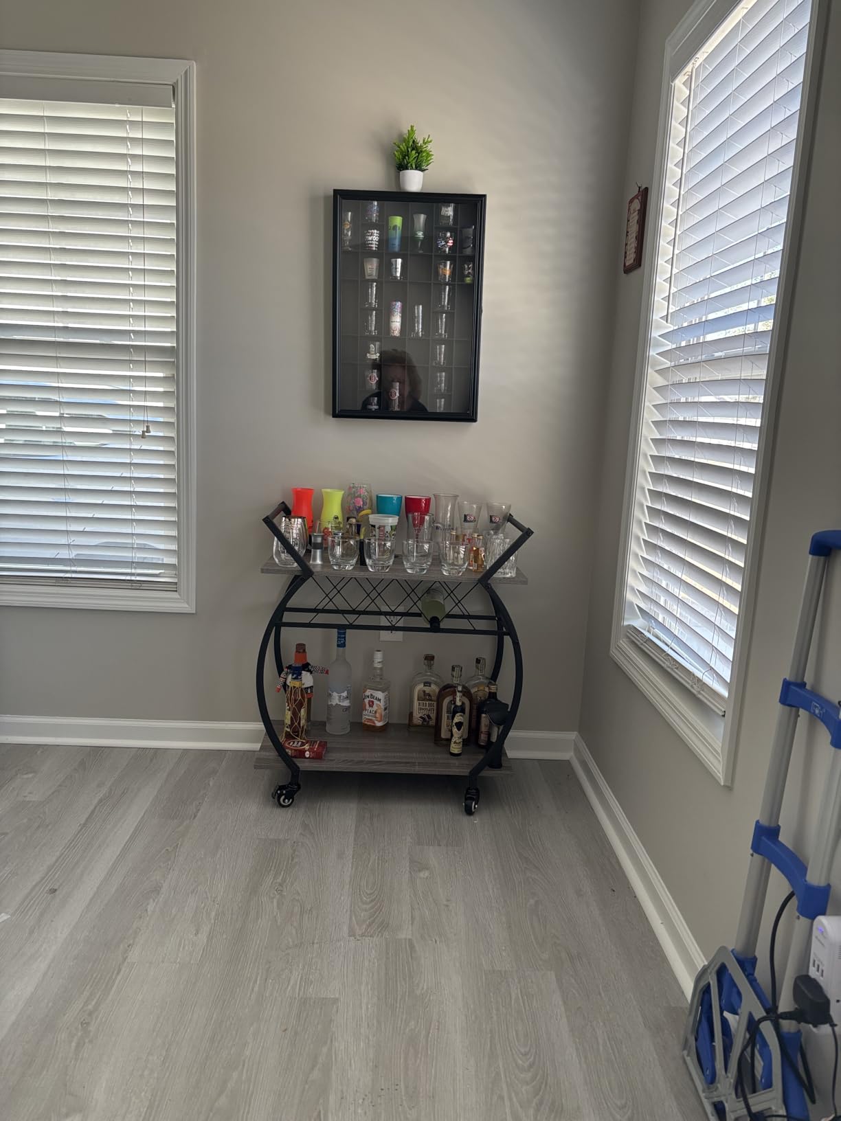 LVB Black Wine Cart with Wheels, Modern Bar Cart with Wine Rack, Industrial Beverage Rolling Kitchen Serving Cart with Storage, Metal Wooden Microwave Drink Liquor Cart for Home Dining Room, Black Oak customer photo 2