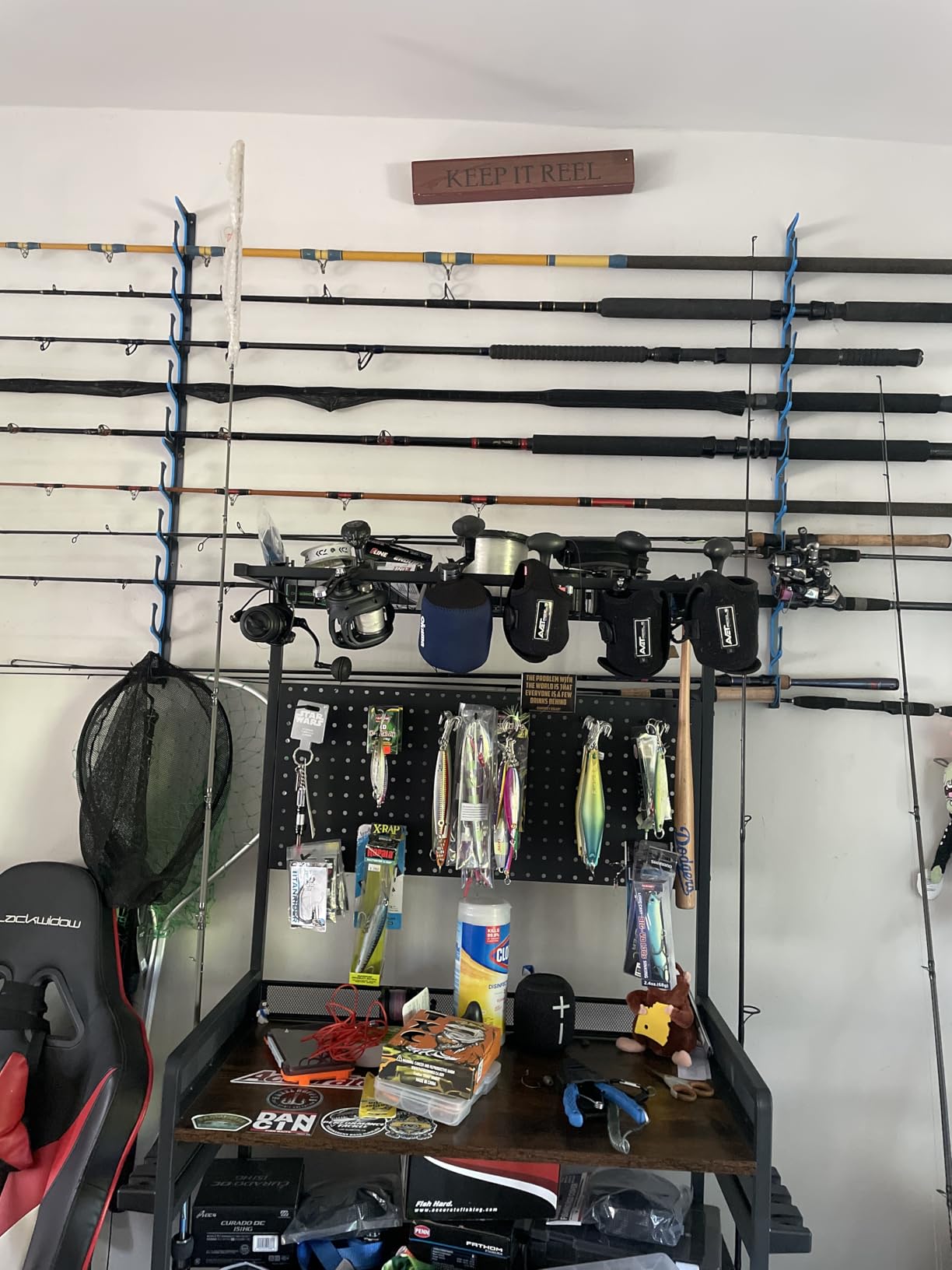 PLUSINNO H5 Horizontal Fishing Rod/Pole Holders for Garage, Wall Ceiling Mounted Fishing Rod Holder, Aviation Aluminum Fishing rod rack Holds up to 5/10/20 Rod or Combos Fishing Gear and Gifts for Men customer photo 2