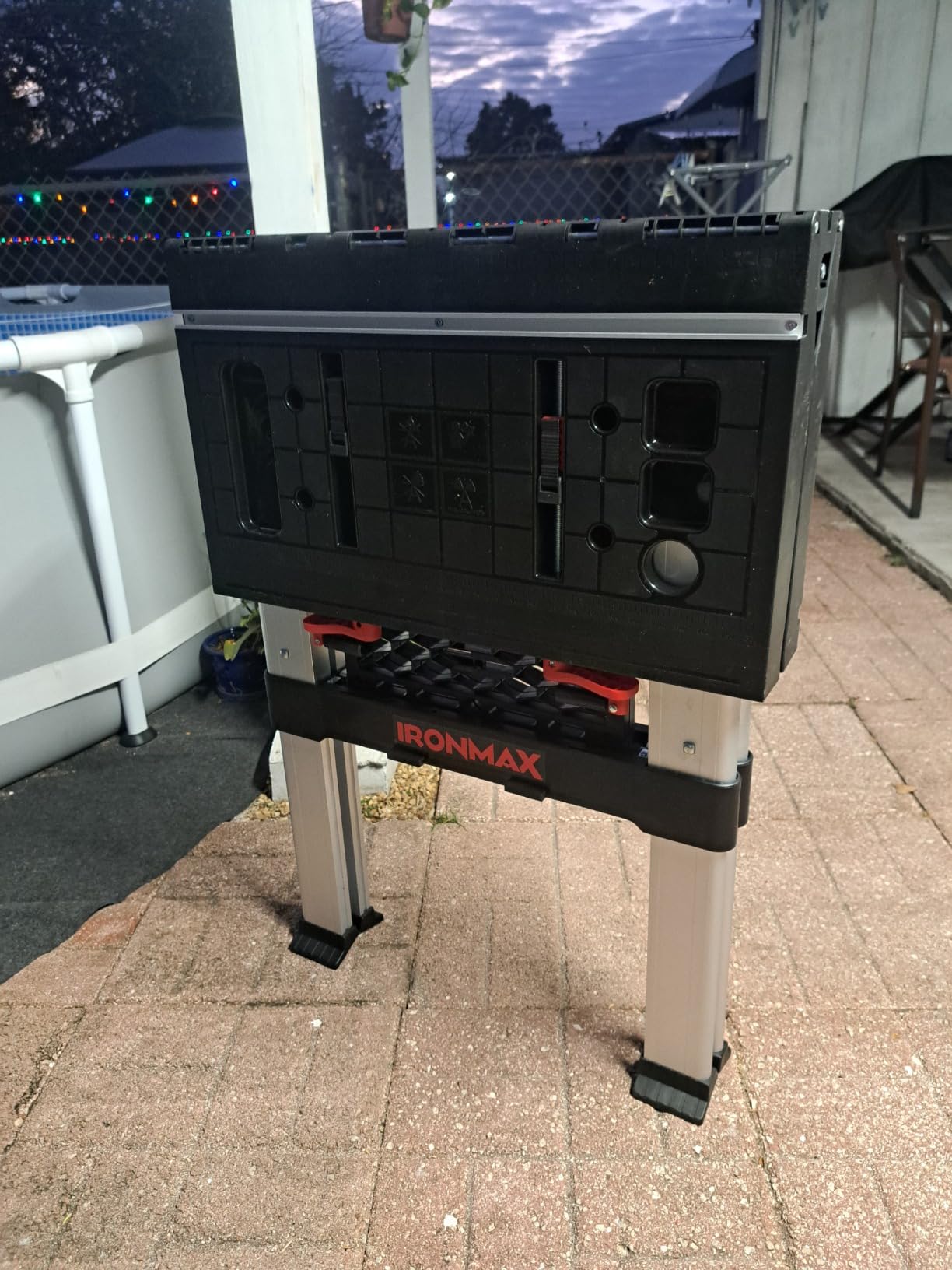 IRONMAX 7-Level Height Adjustable Folding Portable Workbench | Folding Work Table with Vise, 8 Sliding Clamps & Reclining Tabletop customer photo 2