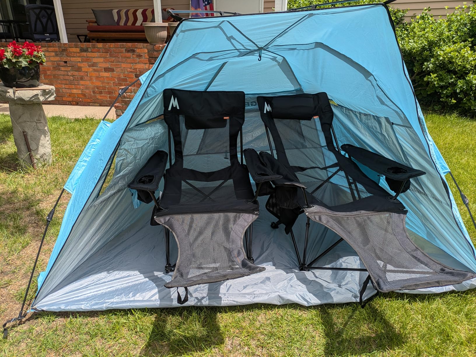 Elegear CumbreX Beach Tent with 360° Removable Canopy, 4-6 Person Pop Up Sun Shade Shelter, UPF 50+ Automated Installation Double Silver Coating Portable Lightweight Beach Cabana for Beach/Outdoor customer photo 2
