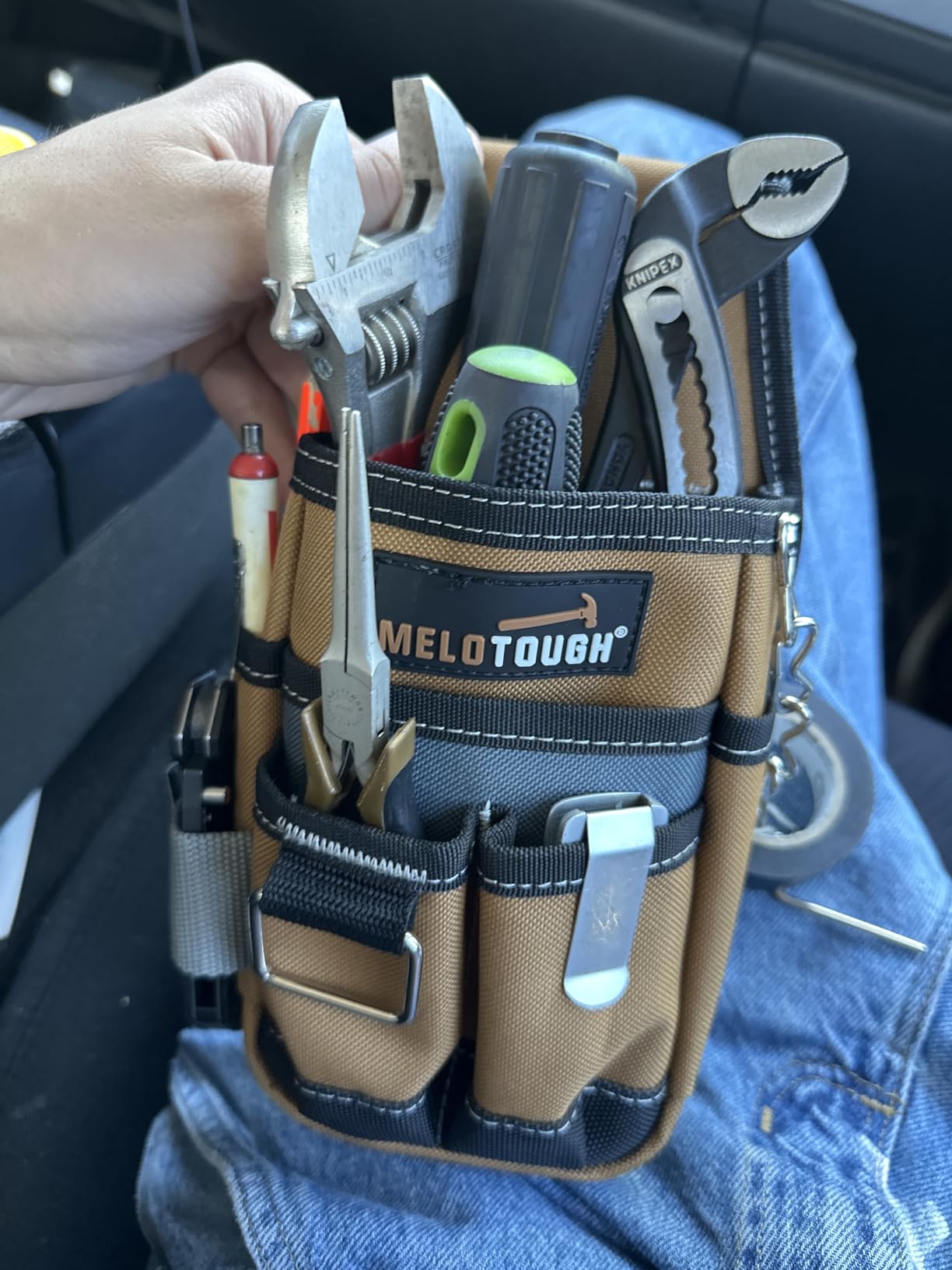 MELOTOUGH Pocket Tool Pouch Tool Belt Pouches with Belt Clip Utility Mini Tool Organizer Pouch for Electrician, Carpenter, Construction, Technician customer photo 1