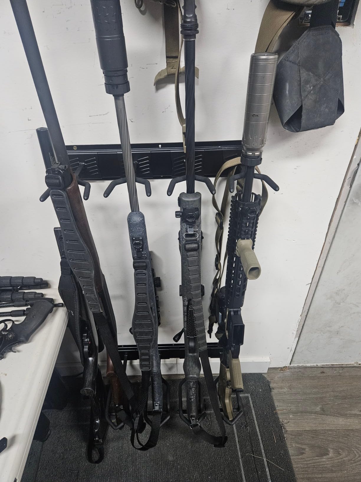 Heavy Duty Steel Gun Rack - Wall Mount, Adjustable 4/8/12 Slot Indoor Gun Racks, Securely Display Shotgun & Rifle customer photo 1