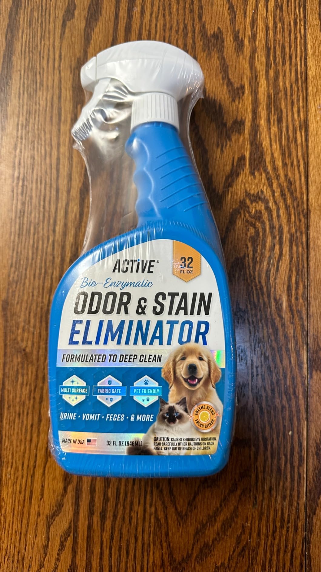 Pet Odor and Stain Eliminator - 32 oz ACTIVE Enzyme Cleaner for Dog & Cat Urine, Stain Remover Spray for Carpet, Upholstery, Hardwood, Spot Cleaning, Deodorizer for Dogs Cats Pets - Natural Citrus Oil customer photo 2