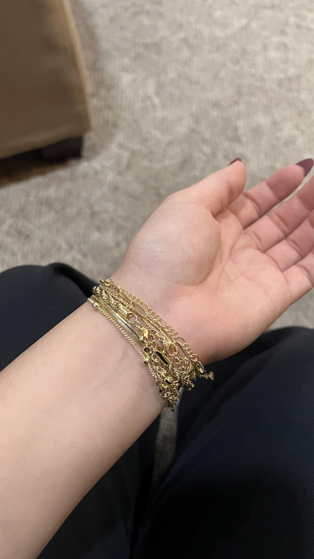 Dearmay Gold Bracelets for Women Waterproof, 14K Gold Plated Minimalist Bracelets Stack Non Tarnish Trendy Dainty Herringbone Vintage Cuban Paperclip Rope Thin Box Link Chain Stackable Jewelry Sets customer photo 1