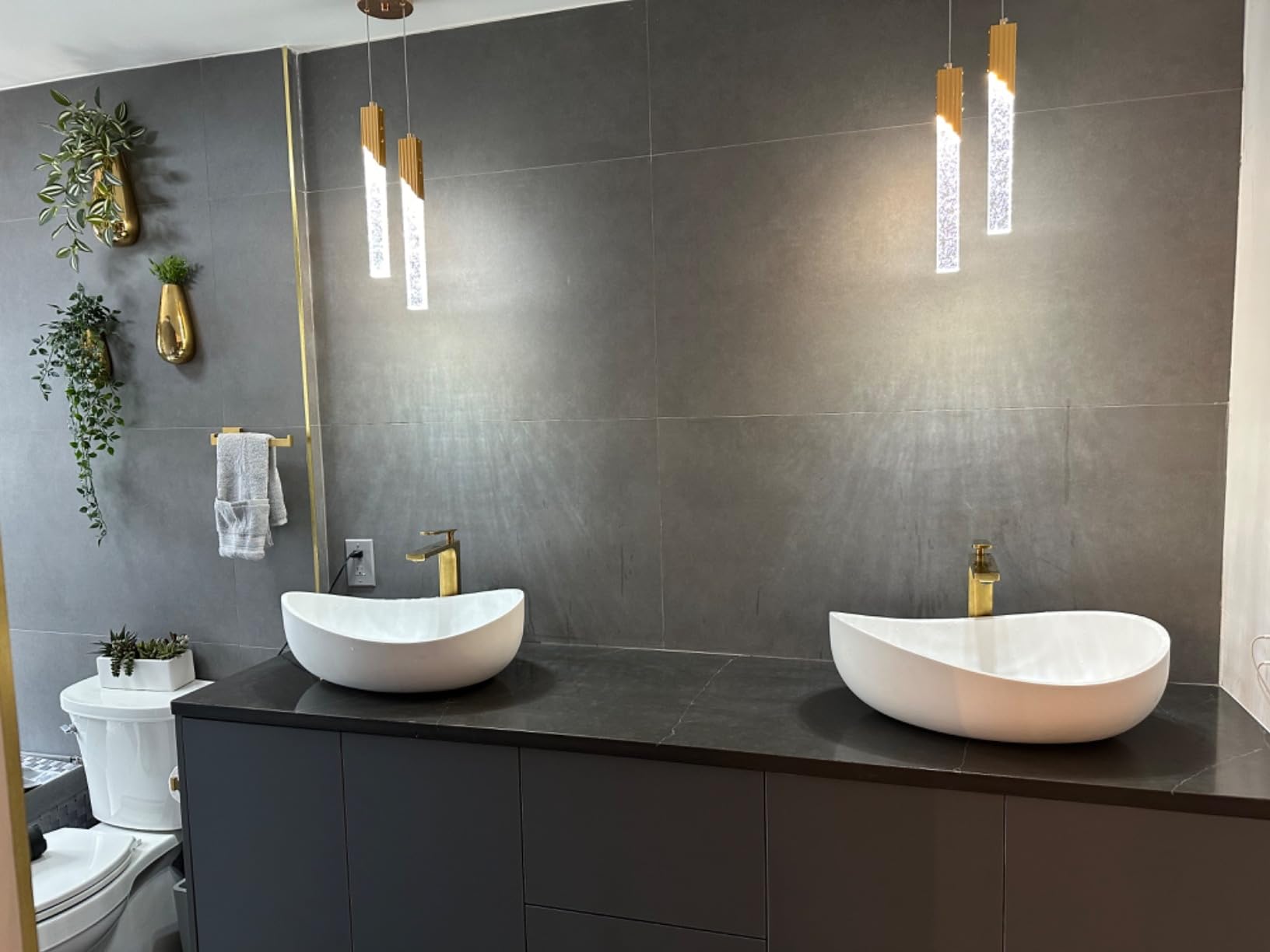 22.44'' Stone Resin Bathroom Vessel Sink, Matte White | Oval Vessel Sink with Pop-Up Drain, Modern Above Counter Basin for Vanity Countertop, No Faucet Hole, No Overflow customer photo 2