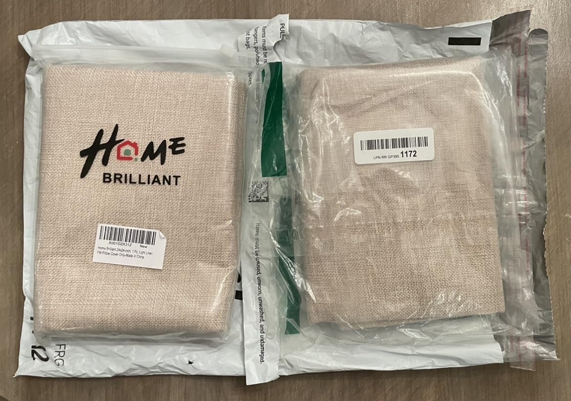 Home Brilliant Linen Throw Pillow Covers 18x18 Set of 4 Decorative Farmhouse Throw Pillow Cases Rustic Square Throw Pillows for Couch Sofa Decoration, 18 x 18 Inch, Burlap customer photo 1