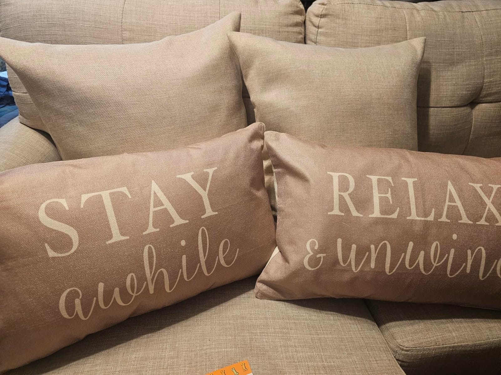 Home Brilliant Linen Throw Pillow Covers 18x18 Set of 4 Decorative Farmhouse Throw Pillow Cases Rustic Square Throw Pillows for Couch Sofa Decoration, 18 x 18 Inch, Burlap customer photo 2