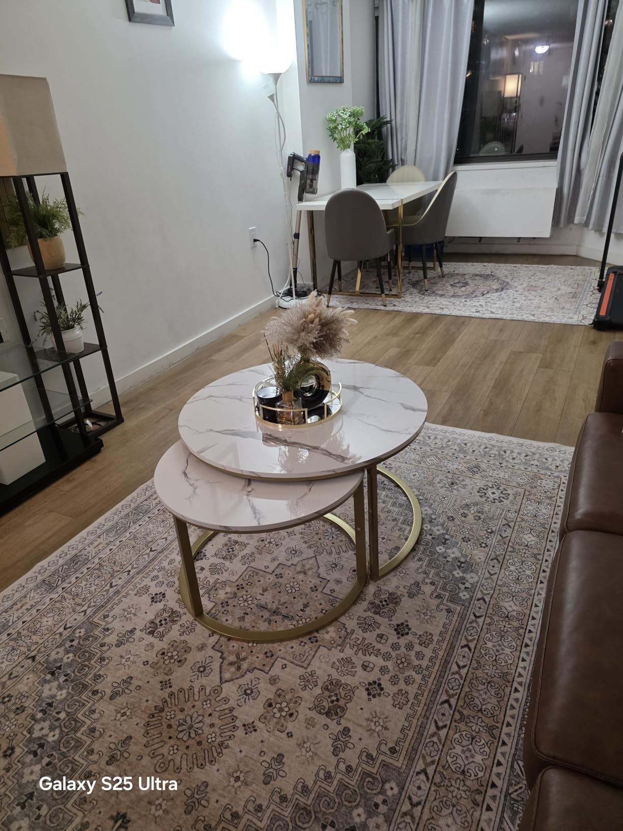 WiberWi Round Coffee Table Nesting Tables Set of 2, Large : Ø 34.0