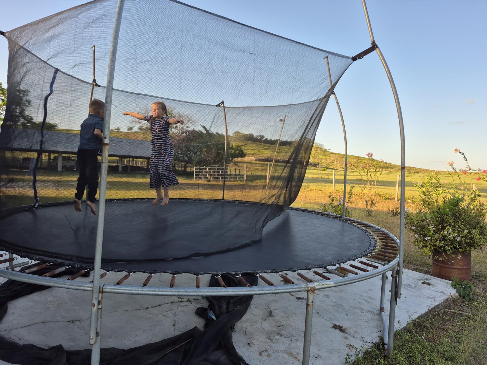 NONMON Trampoline Replacement Safety Net 12ft 13ft 14ft 15ft | Round Frame Safety Enclosure Net UV-Resistant Weather-Resistant Breathable Durable Net with Adjustable Straps(Net Only) customer photo 2