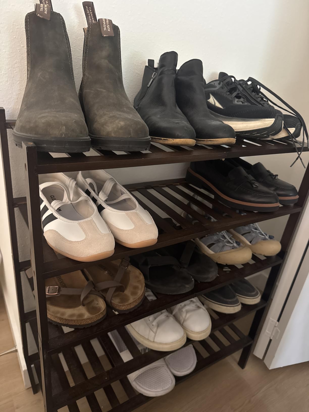 ROMGUAR CRAFT 3 Tier Bamboo Shoe Rack for Closet Free Standing Wood Shoe Shelf Storage Organizer for Entryway Small Space Stackable 27
