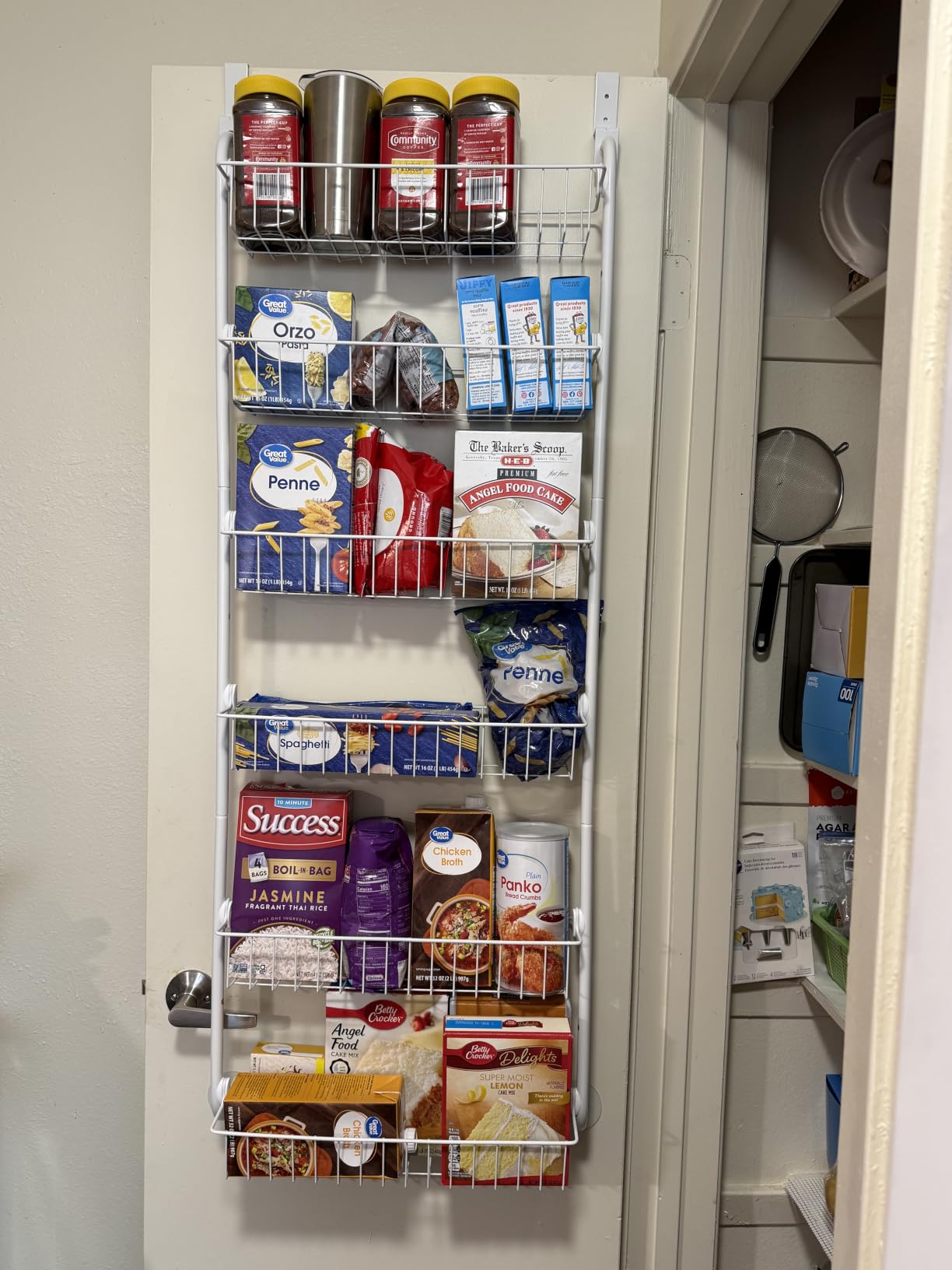 Delamu Over the Door Pantry Organizer, 6-Tier Metal Pantry Door Organization and Storage, Hanging Kitchen Basket Spice Rack Seasoning Shelves, Cabinet Door Organizer for Easy Install,D5xW18xH50inch customer photo 2