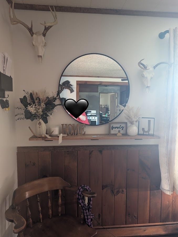 Sunniry Black Round Mirror, Round Mirror 24 inch, Matte Black Metal Frame | High Definition, Rust-resistant, Waterproof, Circle Mirror for Bathroom, Bedroom, Entryway, Living Room, Wall Decor customer photo 1