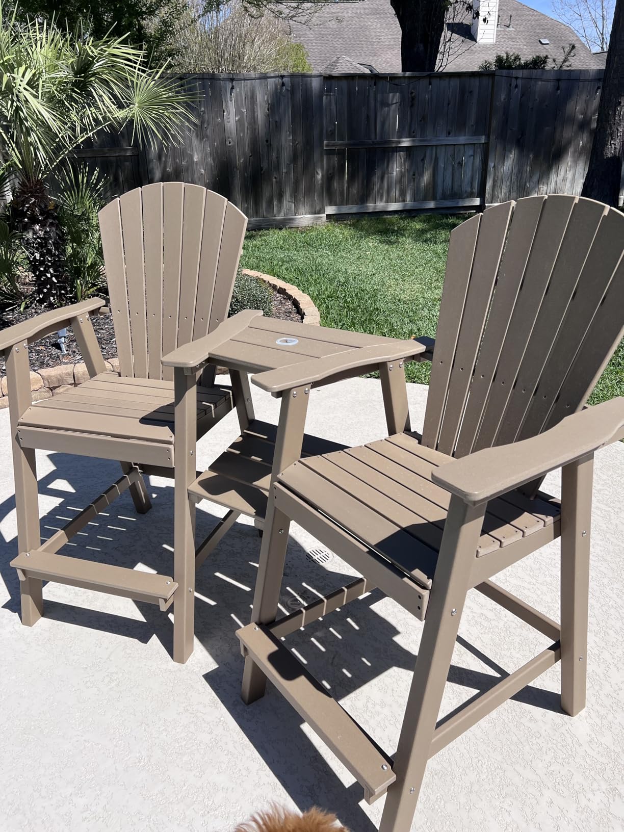 Tall Adirondack Chairs Set of 2 with Double Connecting Trays - All Weather HDPE Bar Height Heavy-Duty, Grey customer photo 1