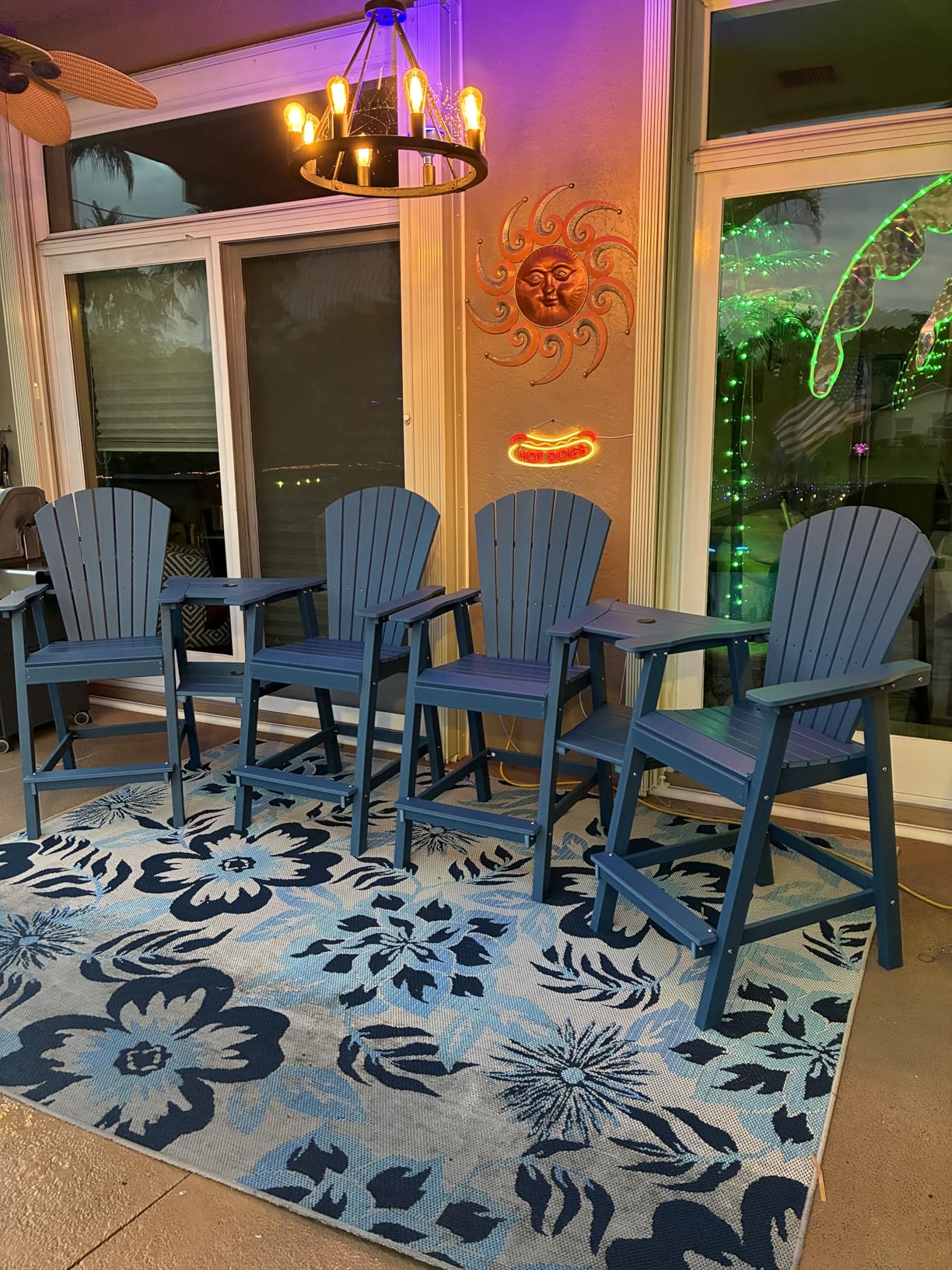 Tall Adirondack Chairs Set of 2 with Double Connecting Trays - All Weather HDPE Bar Height Heavy-Duty, Grey customer photo 2