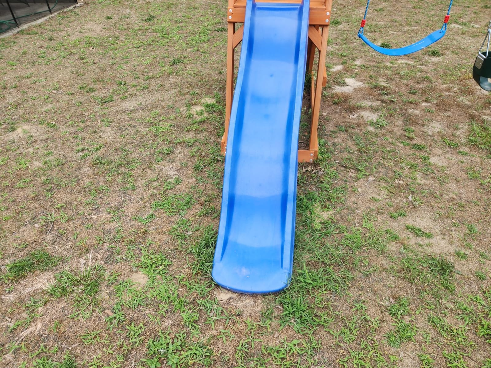 Dolphin Playground Wooden Swing Sets for Backyard with 6FT Slide, Outdoor Playset for Kids with Sand Pit, Climbing Wall, and 2 Belt Swings, Heavy Duty Playground Accessories, Ages 2-9 customer photo 1
