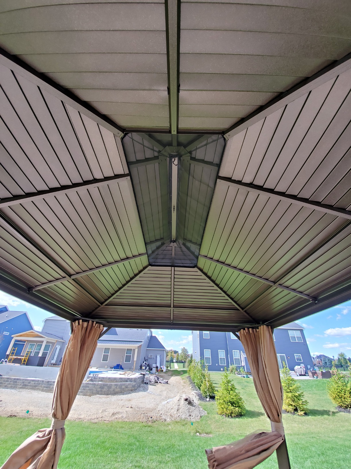 EROMMY 12' x 16' Hardtop Gazebo, Aluminum Frame Gazebos with Galvanized Steel Double Roof, Permanent Outdoor Metal Pavilion with Curtain and Netting for Patio, Lawn, Deck customer photo 1