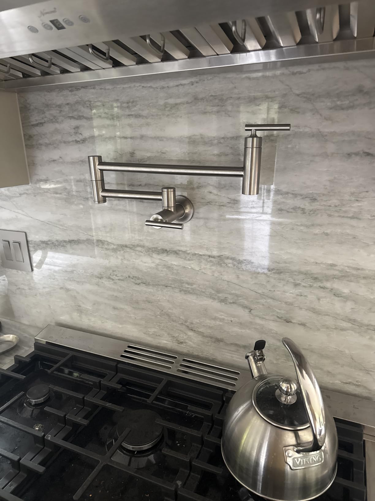 KOHLER 35745-VS Contemporary Style Wall-Mount Pot Filler Kitchen Faucet, Vibrant Stainless customer photo 2